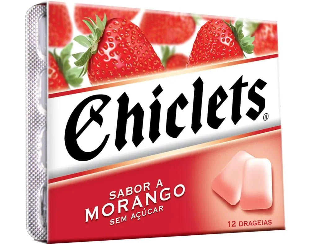 Pastilhas Chiclets elásticas morango un