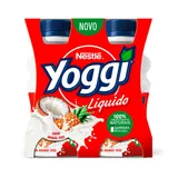 Iogurte líquido yoggi ananás e coco, embalagem de 4x160g