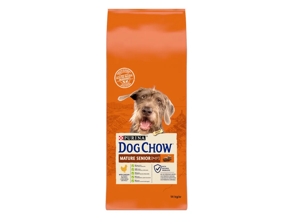 Ração para cão DOG CHOW mature sénior frango 14 kg