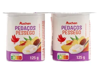 Iogurte Auchan pedaços pêssego 4 x 125 g