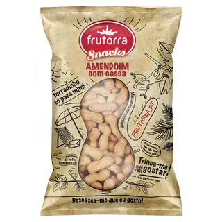 Amendoim torrado com casca, embalagem de 500g Frutorra