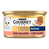 Comida húmida para gato mousse com salmão, embalagem de 85g