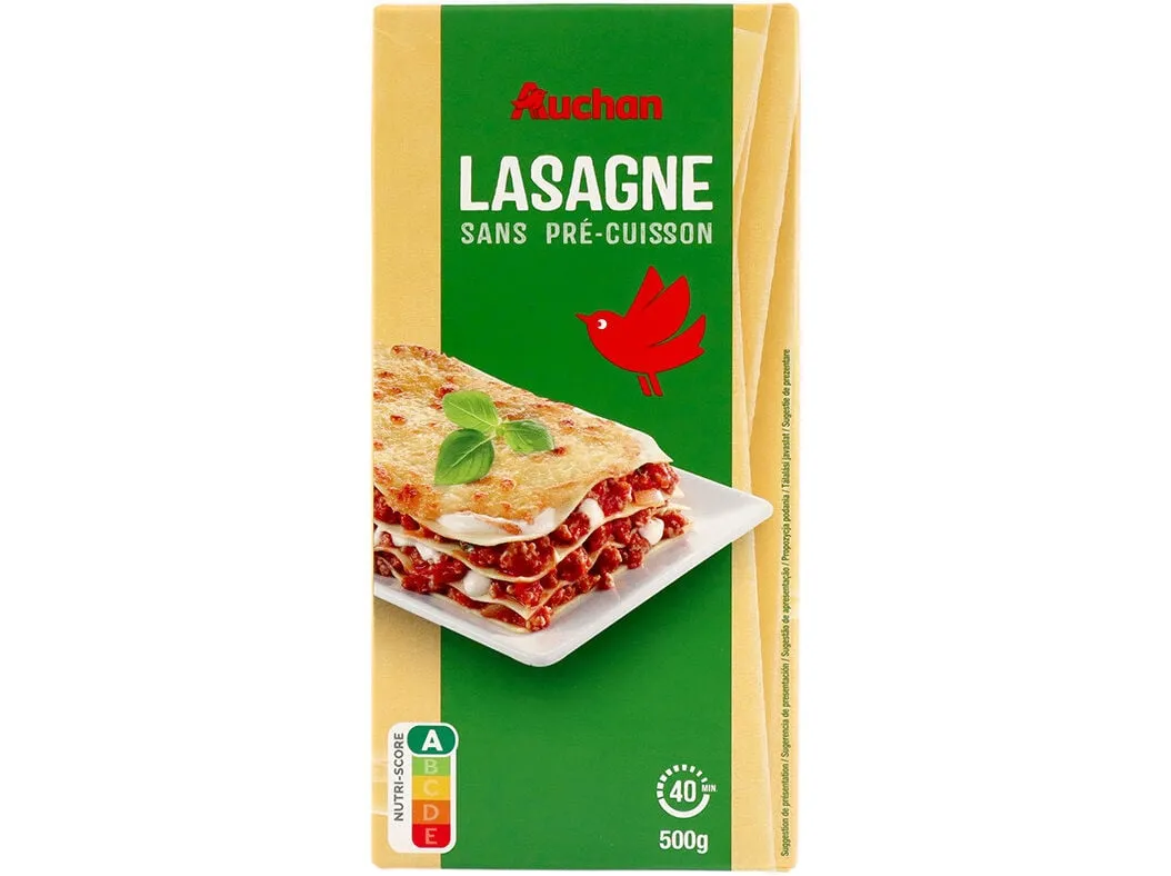 Massa lasanha Auchan 500 g