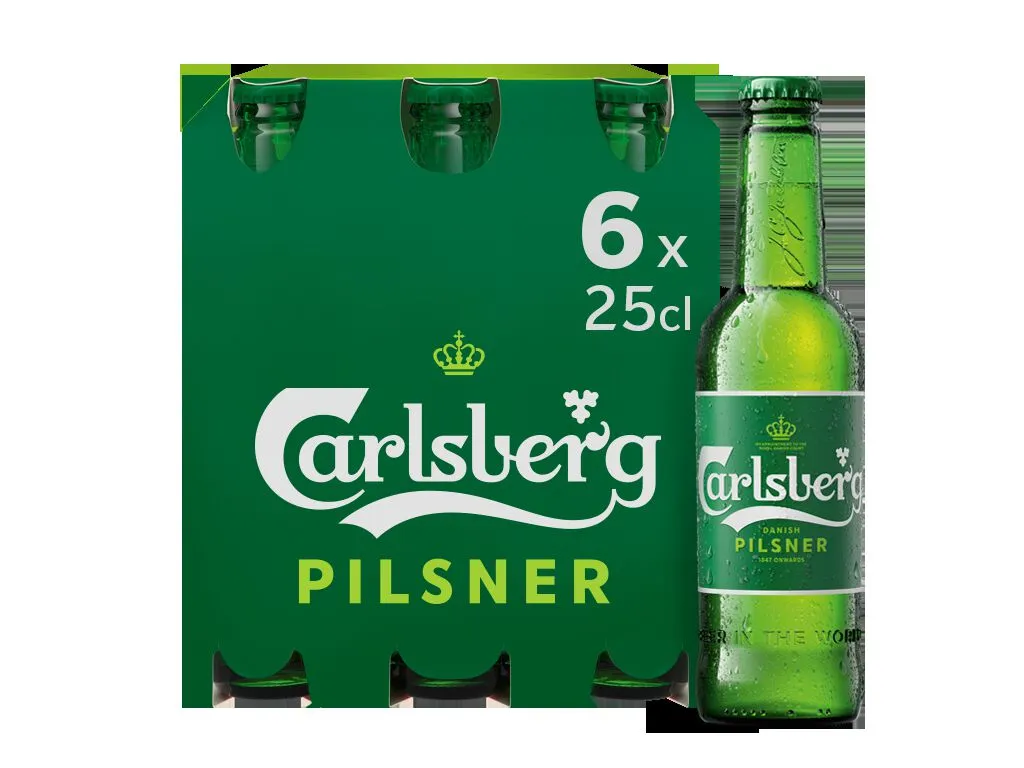 Cerveja Carlsberg com álcool pack 6 garrafas 25 cl