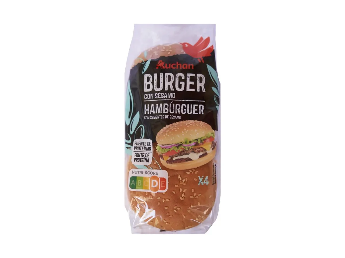 Pao hamburguer Auchan com sésamo 4 un 200 g