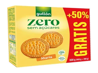 Bolacha maria Gullon ZERO sem açucar 400 g +50% grátis