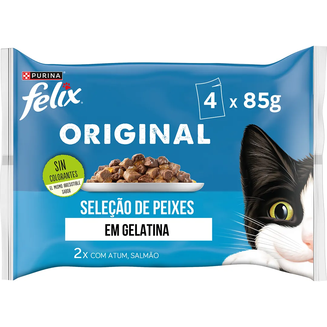 Comida Húmida para Gato Seleção de Peixes em Gelatina