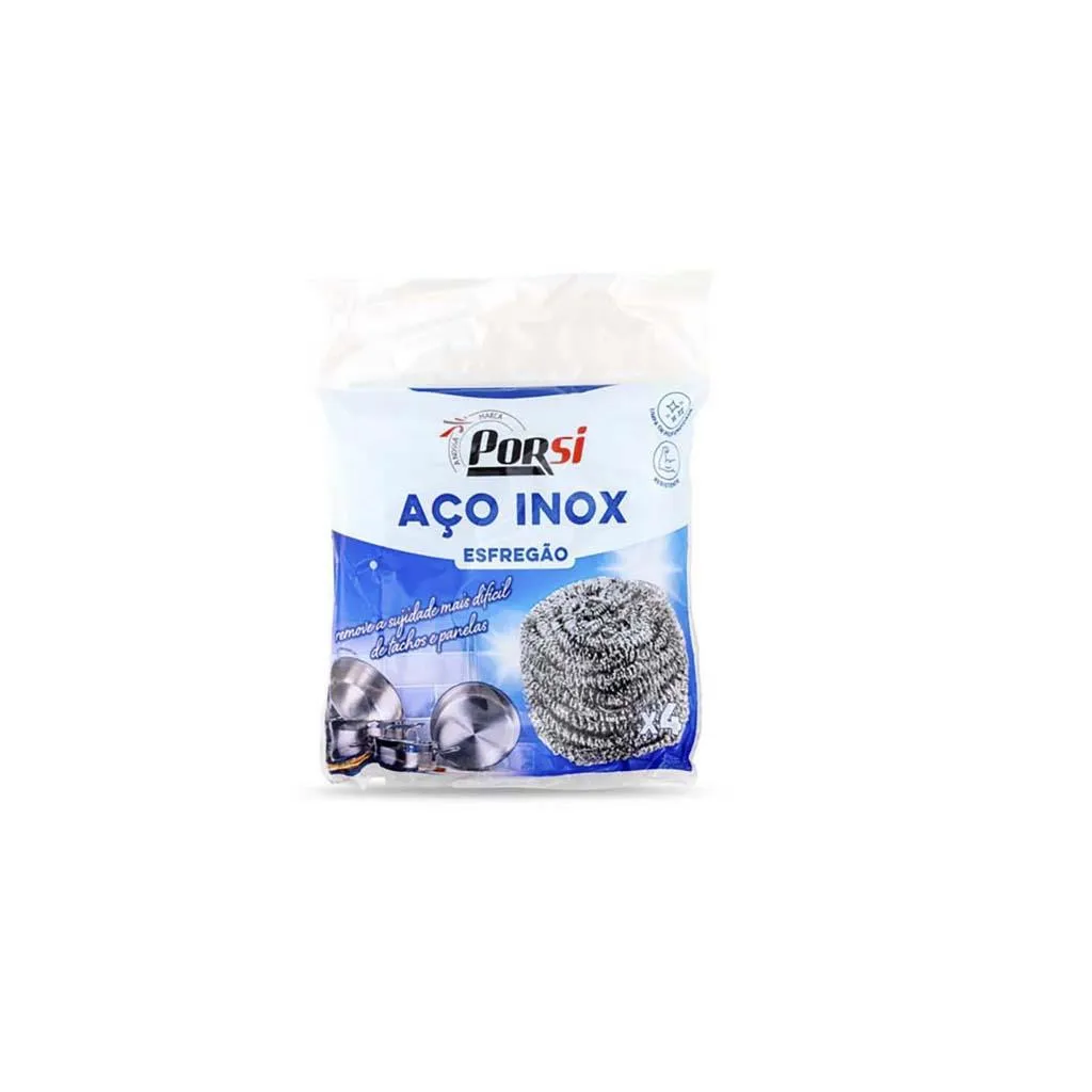 Esfregão Aço Inox - 4 Unidades