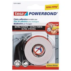 Fita Adesiva Dupla Face 19mmx1,5mts Powerbond Ultra Strong Branca Tesa