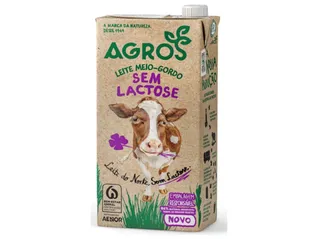 Leite sem lactose Agros meio gordo 1 L