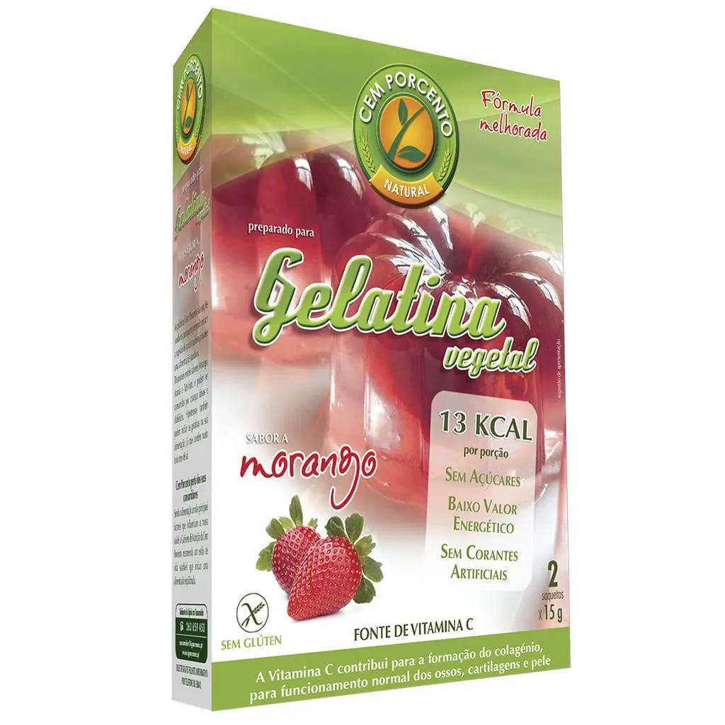 Gelatina vegetal morango, 2 x 15g