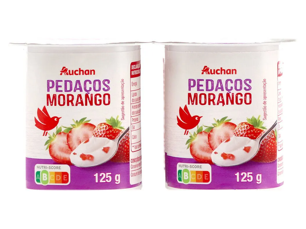 Iogurte Auchan pedaços morango 4 x 125 g