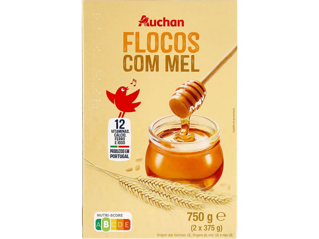 Flocos Auchan cereais com mel 750 g