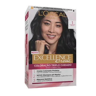 Coloração Permanente Excellence Creme Preto 1 L'oreal