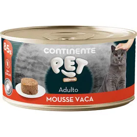 Comida Húmida para Gato Adulto Mousse Vaca Continente Pet Premium