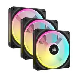 Ventoinha 120mm Corsair iCUE Link QX120 RGB 2400RPM 4 Pinos PWM Preta (Triple Fan Kit)