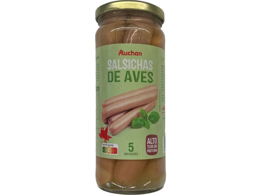 Salsichas de aves Auchan frasco 5un 420 (250)g