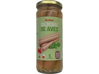 salsichas de aves auchan frasco 5un 420 (250)g