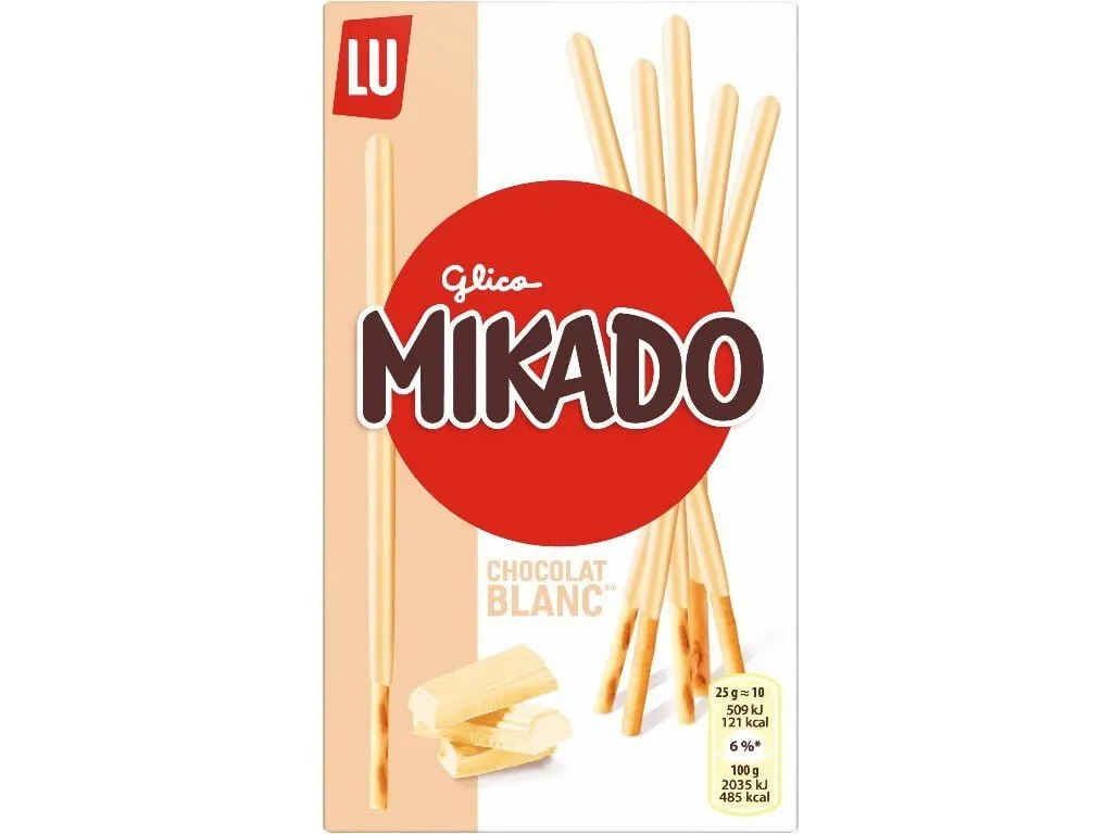 Bolacha coberta Mikado chocolate branco 70 g