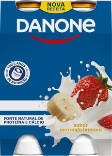 Iogurte Líquido Morango e Banana Pack 4 Danone