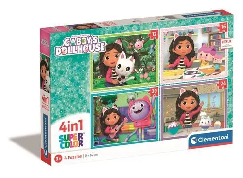 Puzzle Super Color 4 em 1: Gabby's Dollhouse - Clementoni