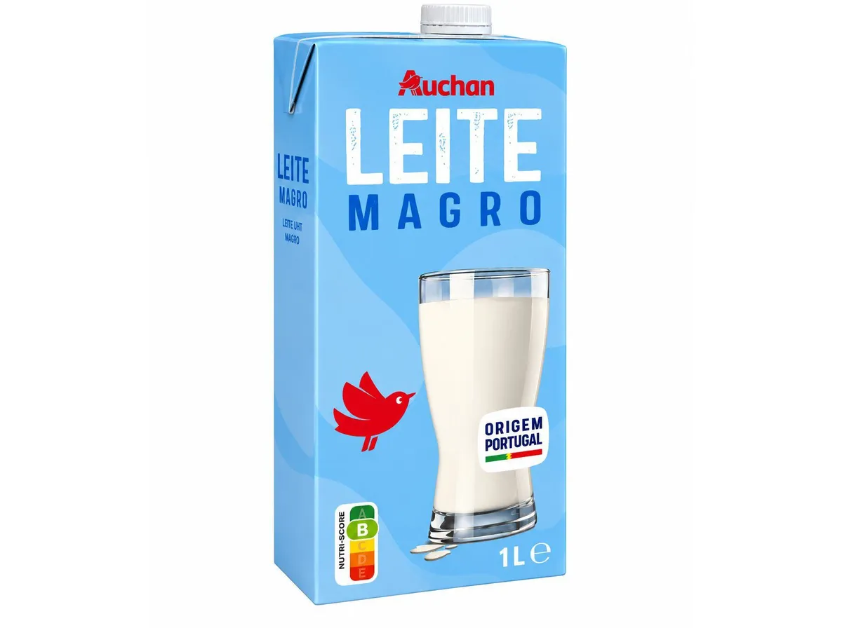 Leite UHT Auchan magro 1 L