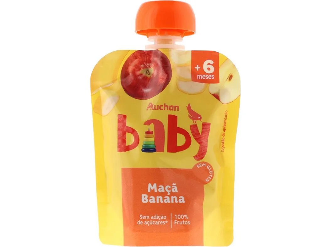 Saqueta de fruta Auchan BABY maçã banana 90 g