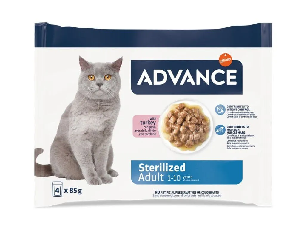 Comida húmida gato Advance esterilizado peru 4 x 85 g