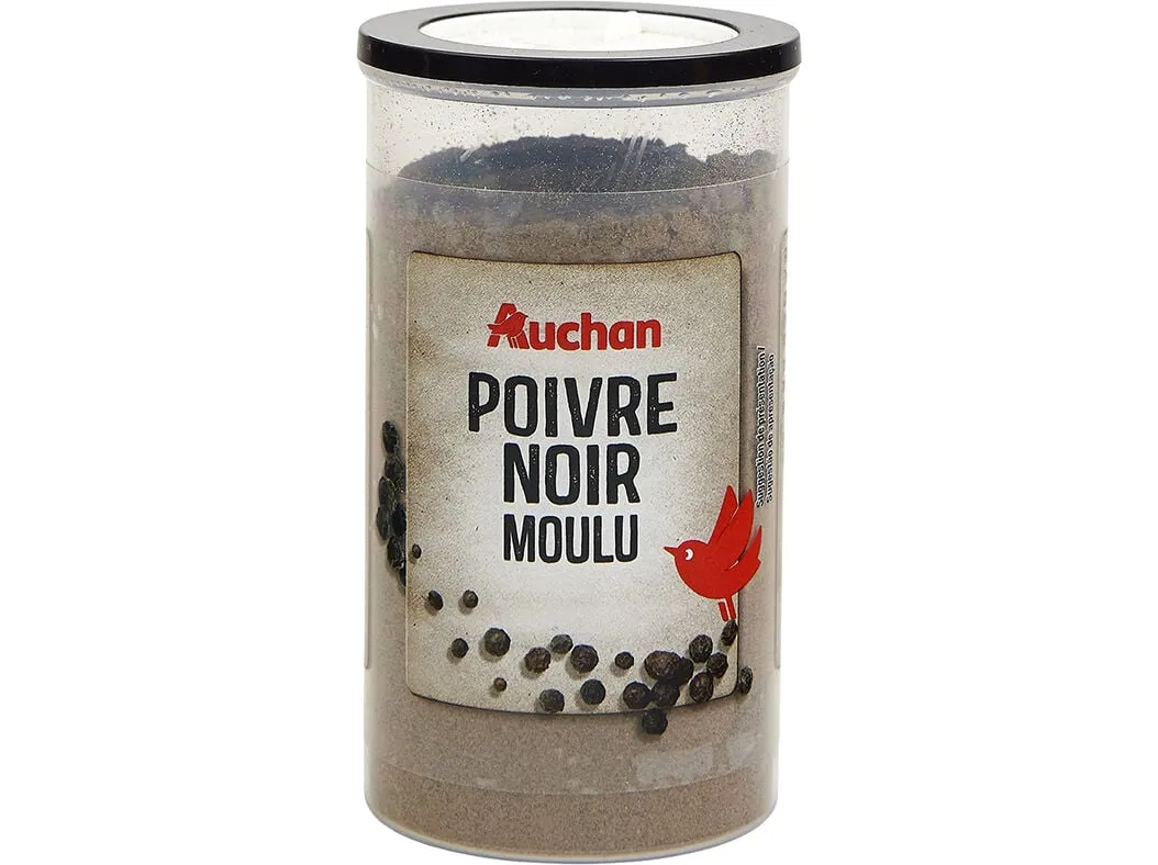 Pimenta Auchan preta moída frasco 100 g