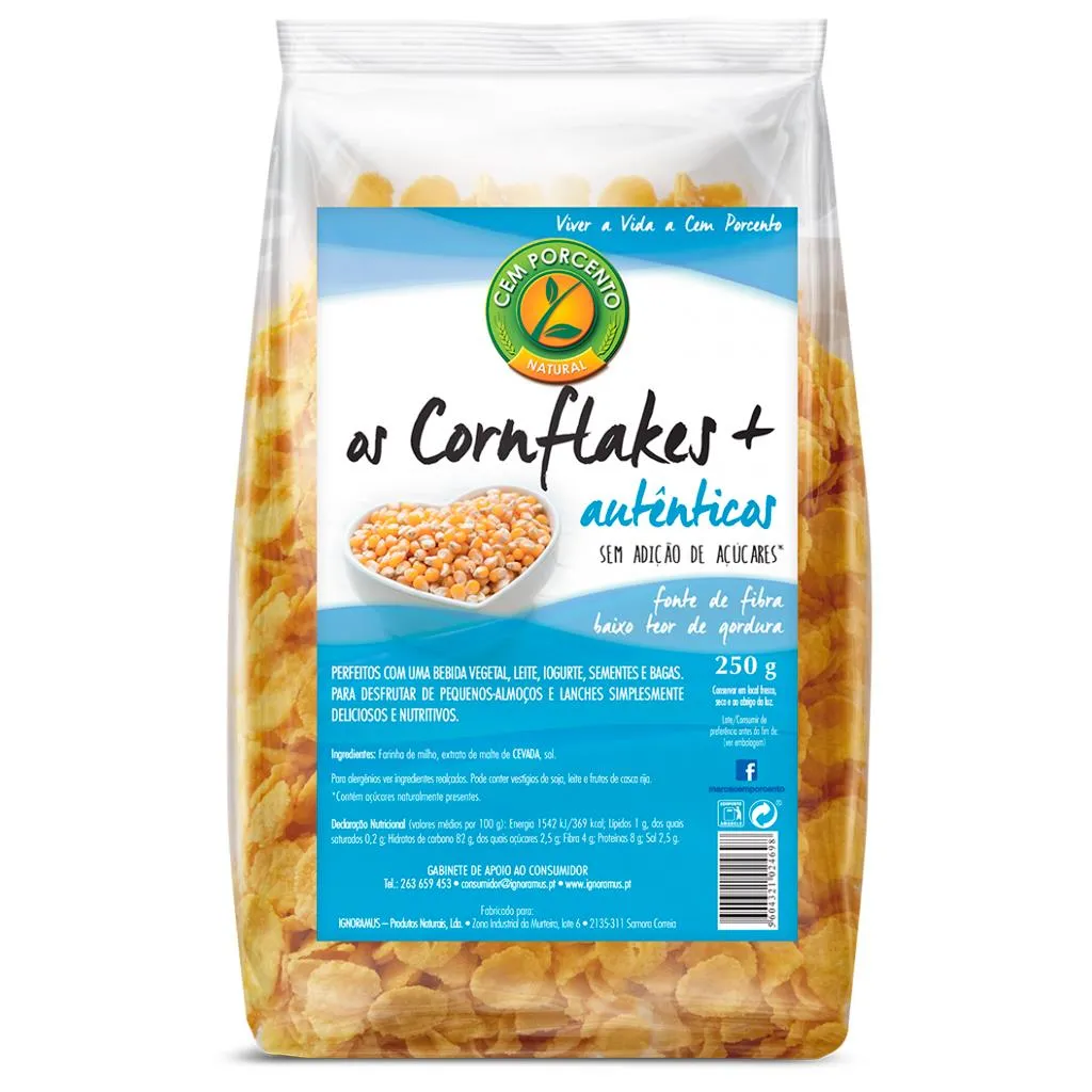 Cornflakes sem açúcar, embalagem de 250g