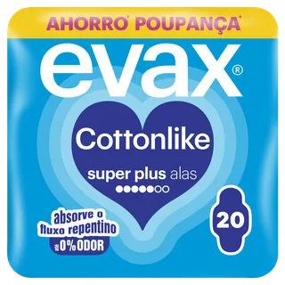 Pensos Higiénicos Cottonlike Super Plus com Abas Evax