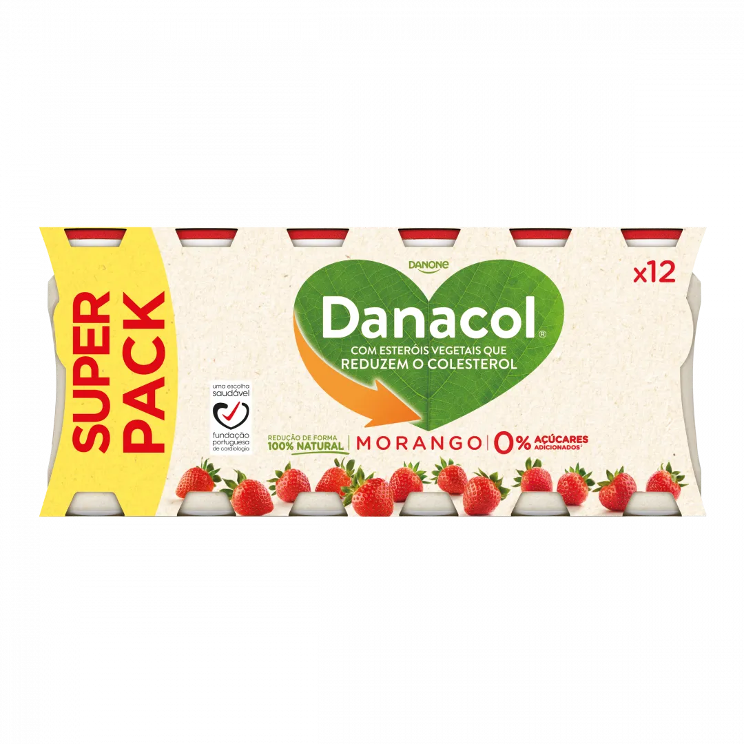 Iogurte Líquido Reduz Colesterol Morango Pack 12