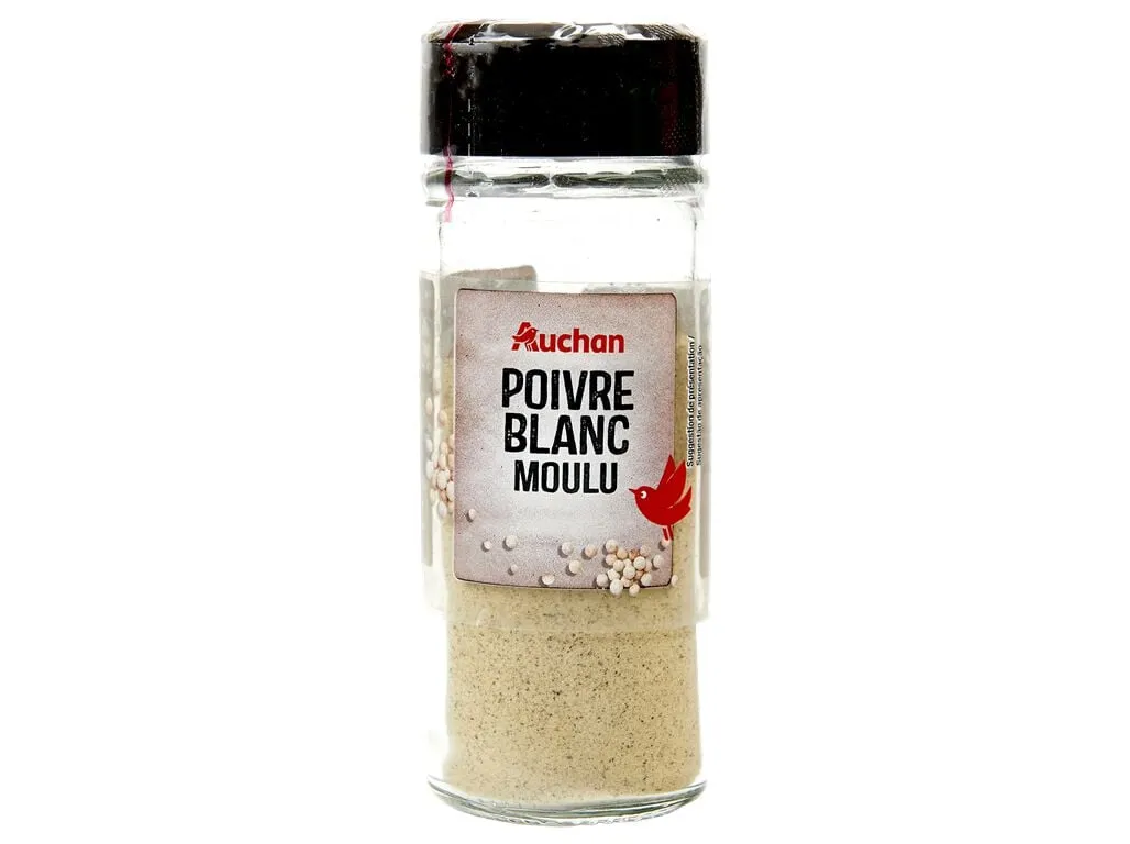 Pimenta Auchan branca moida frasco 36 g