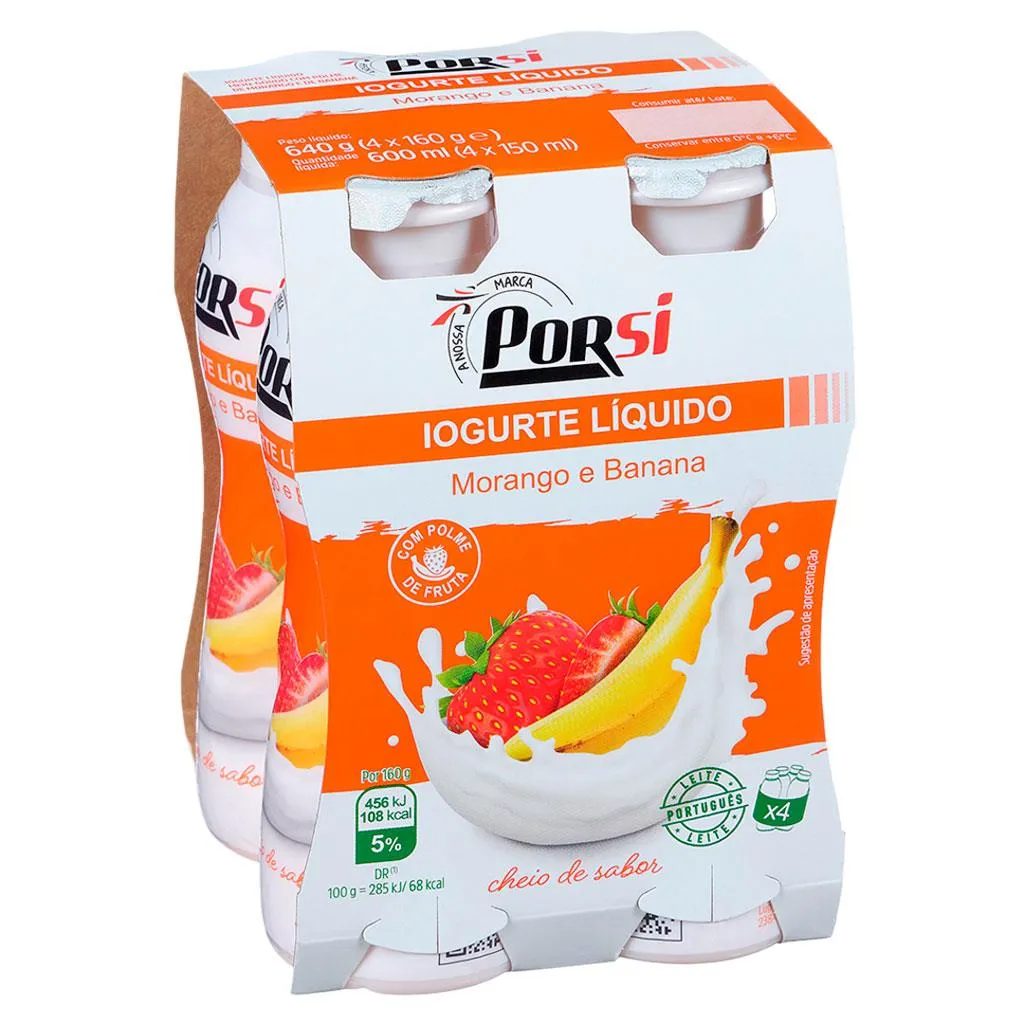 Iogurte Líquido Morango e Banana 4x160g