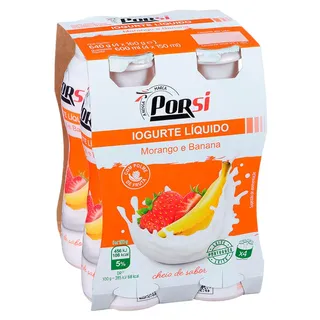 Iogurte Líquido Morango e Banana 4x160g PorSi