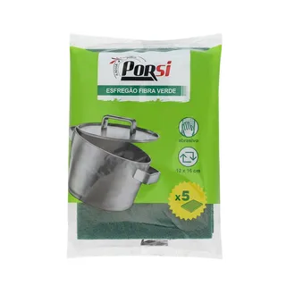 Esfregão Fibra Verde 12x16 Cm - 5 Unidades PorSi