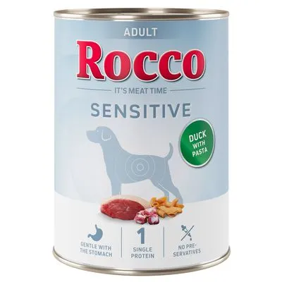 Rocco Sensitive 24 x 400 g - Pack económico Nova receita: Pato e massa - 24 x 400 g