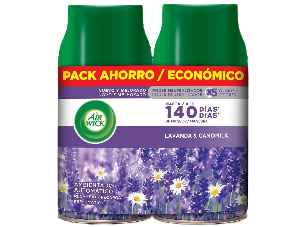 Ambientador portátil Airwick freshmatic lavanda rec 2un