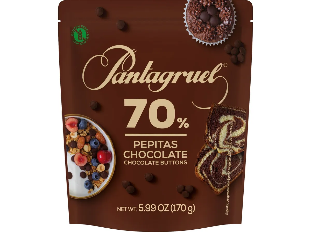 Pepitas chocolate Pantagruel culinária 70% sem gluten 170 g