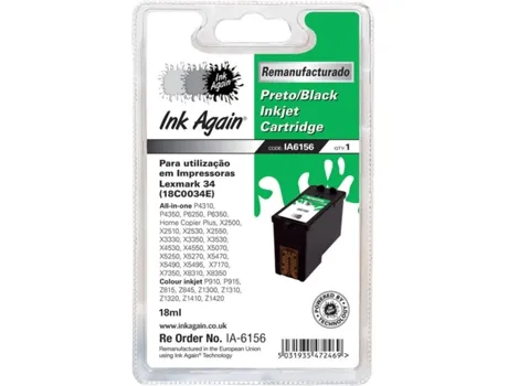 Tinteiro INK AGAIN LEXMARK 34