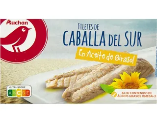 Filete cavala Auchan em óleo de girassol 90(65)g