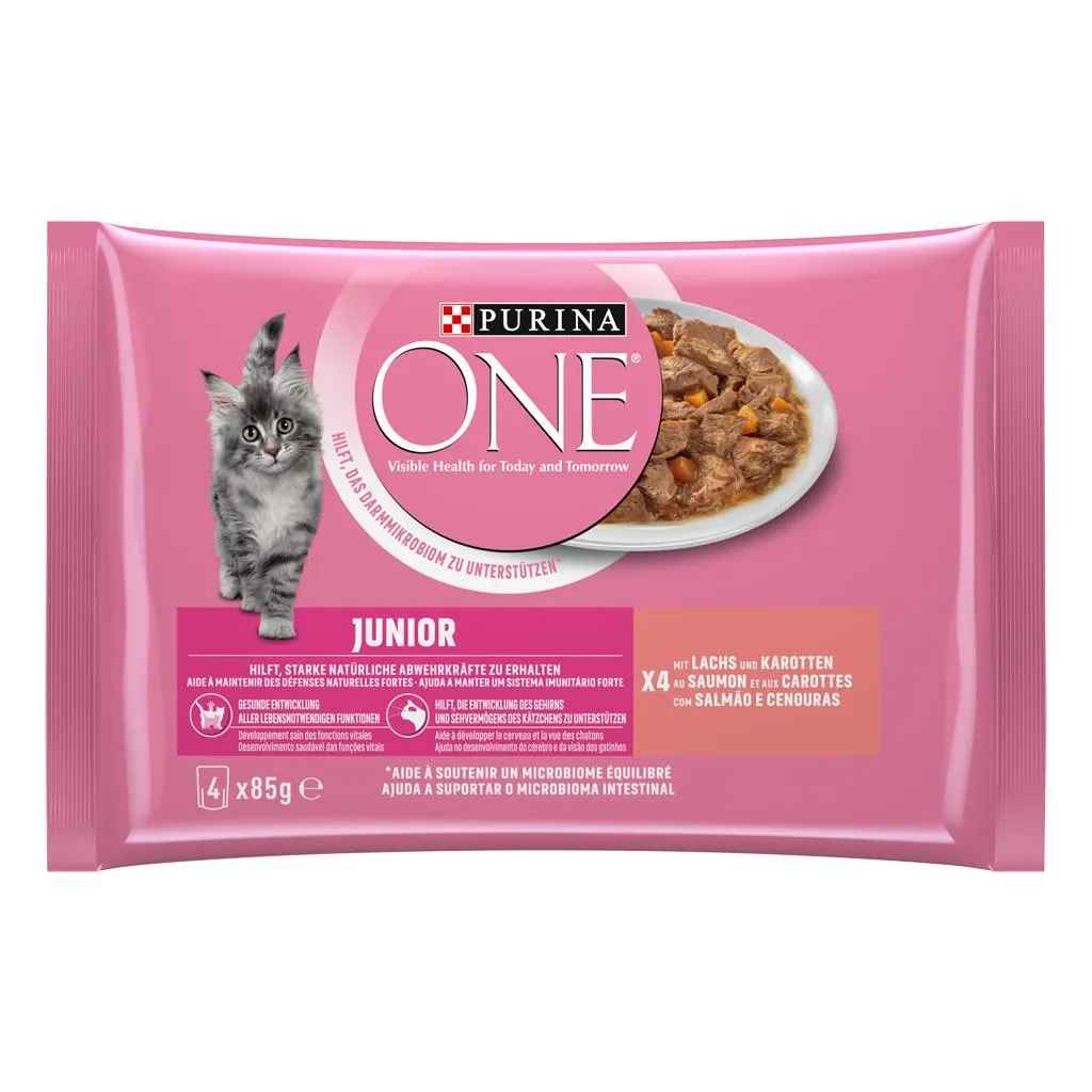 Comida Húmida para Gato Júnior Salmão Saquetas, emb. 4x85g