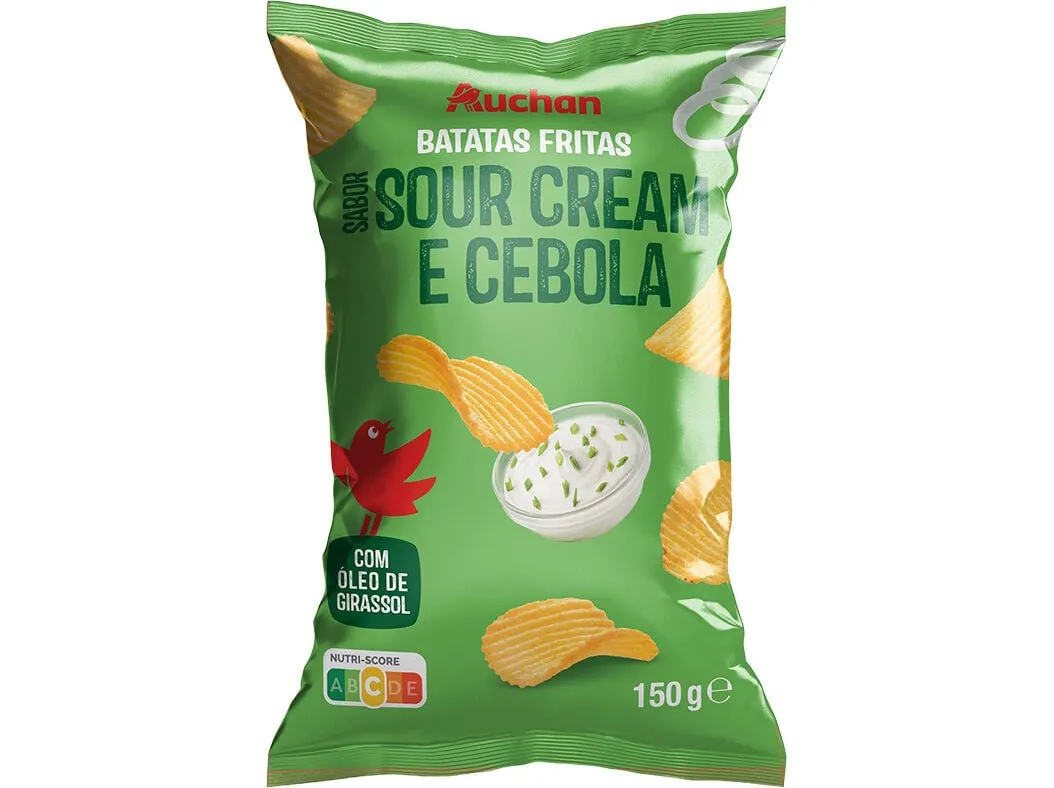 Batata frita ondulada Auchan sabor sour cream 150 g