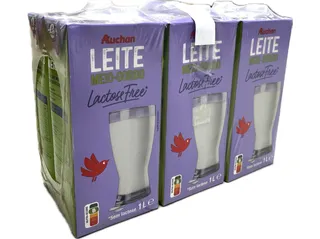 Leite UHT meio gordo Auchan sem lactose 6 x 1 L