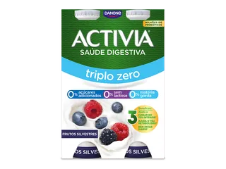 Iogurte Líquido Bífidus Triplo 0% Frutos Silvestres sem Lactose Pack 4 Activia Danone
