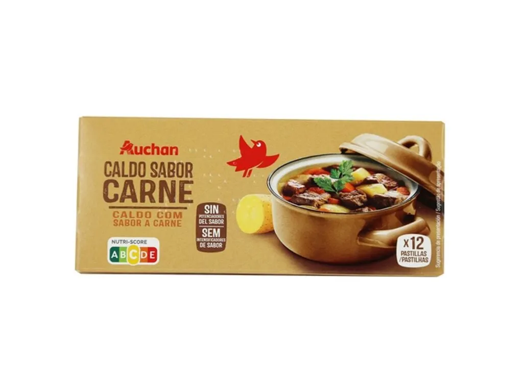 Caldo Auchan carne 12un 120 g