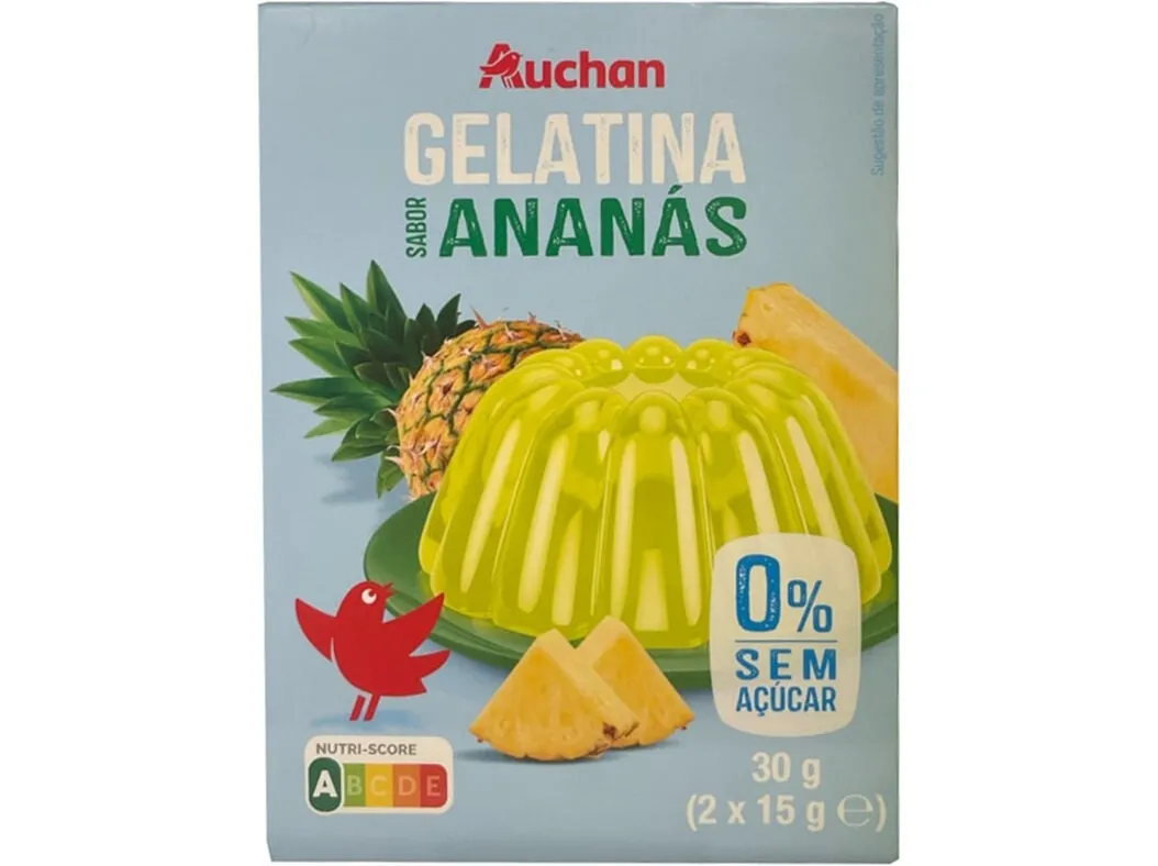Gelatina Auchan sem açúcar ananás 2 x 15 g