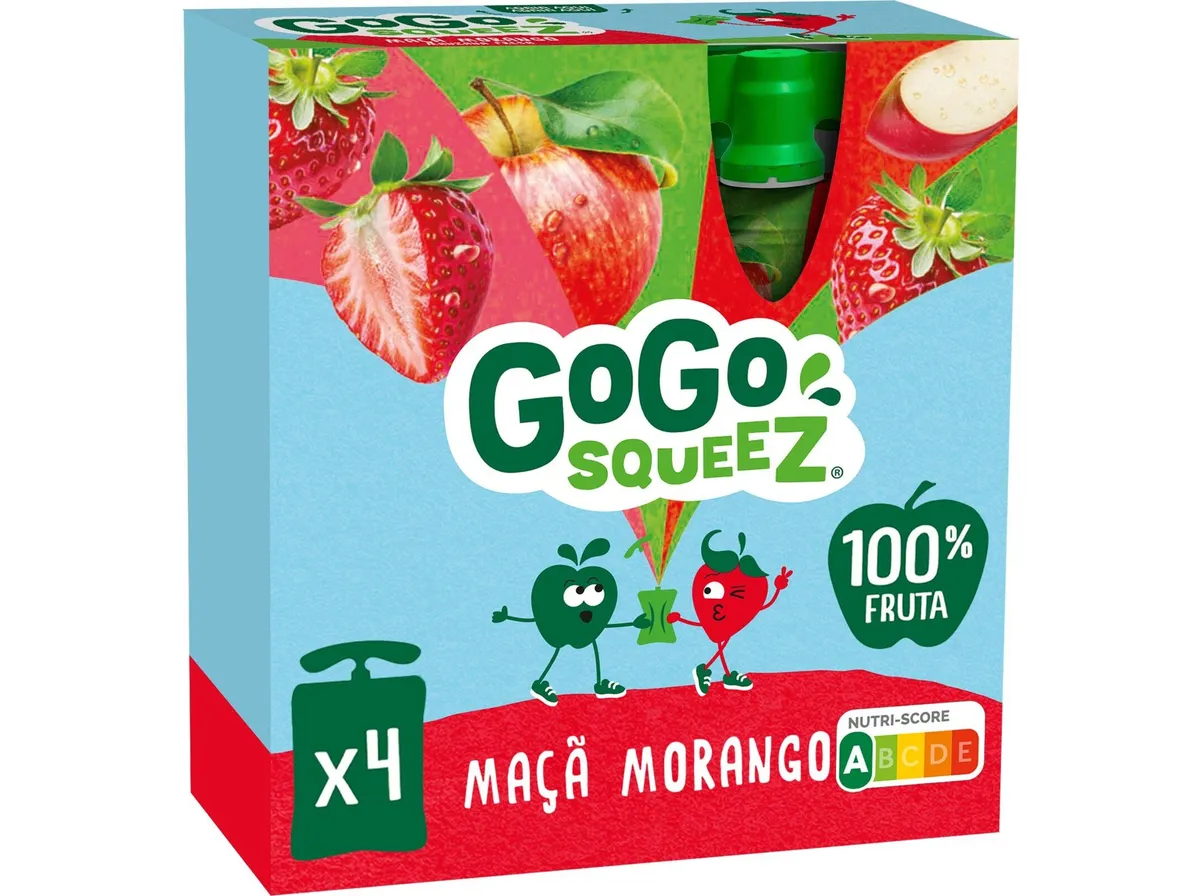 Saquetas fruta GO GO Squeez morango e maçã 4 x 90 g