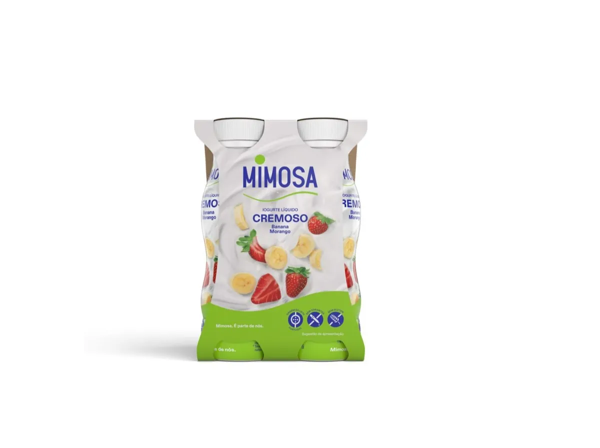 Iogurte Mimosa líquido cremoso banana e morango 4 x 151 ml