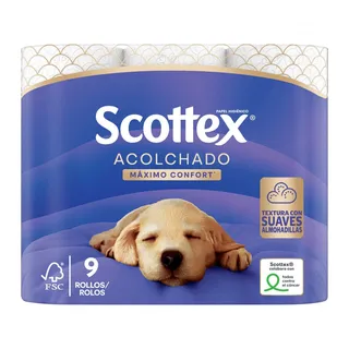 Papel Higiénico Acolchoado 3 Folhas 9 Rolos Scottex